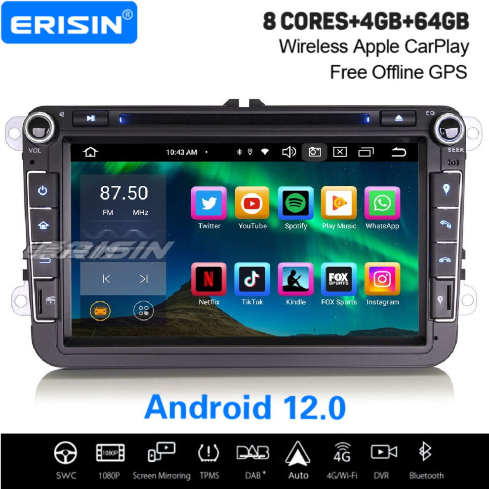 8-Core Android 12 Car Stereo Satnav For VW Golf 5/6/Plus Jetta Passat CC Tiguan Skoda SEAT DAB+ CarPlay