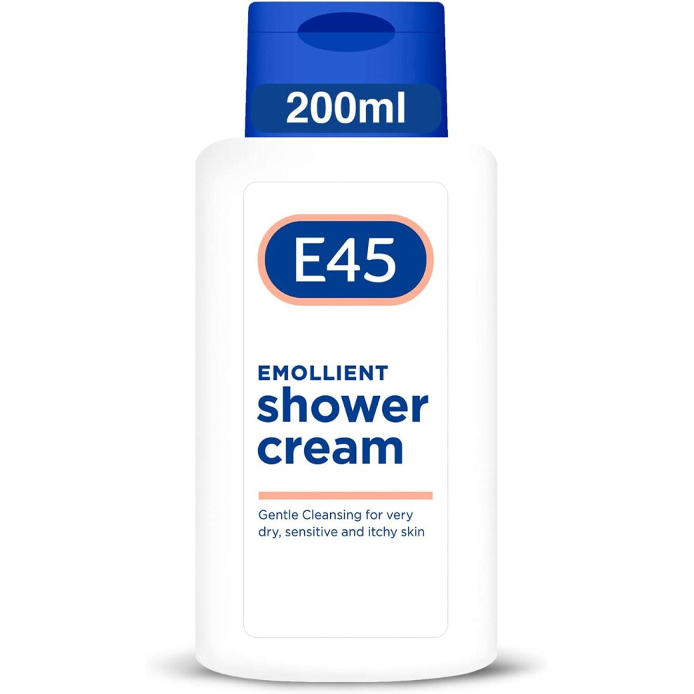 E45 Shower Cream 200 ml Gentle and Effective Cleansing for Very Dry Sensitive and Itchy Skin E45 Cream Body Wash to Actively Moisturise for Soft Skin