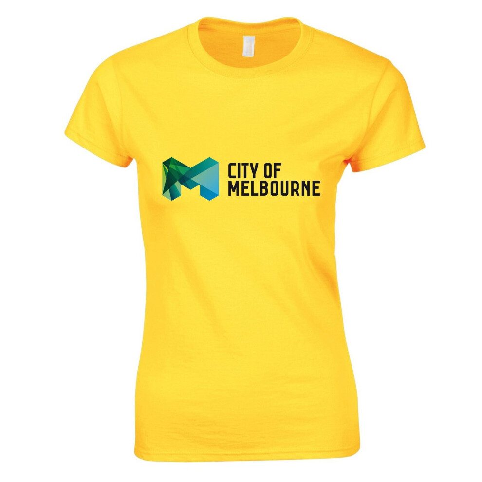 (Yellow, S) City of Melbourne Victoria Australia Love Art Gift Ladies Women T Shirt Tee Top