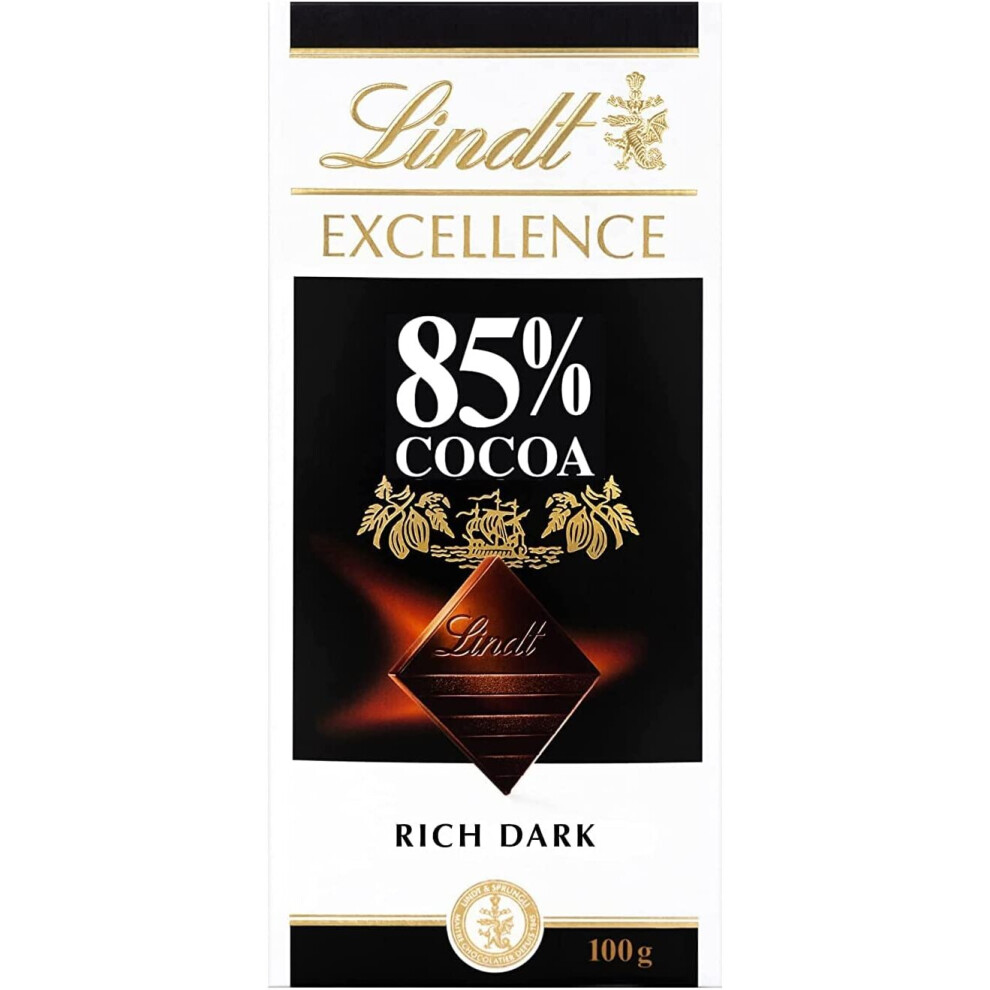 (Pack Of 12) Lindt Excellence 85% Cocoa Dark Chocolate 100g