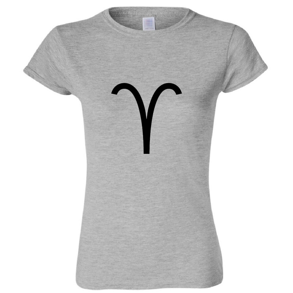 (Sport Grey, L) Aries Zodiac Horoscope Astrological Symbol Sign Ladies Women T Shirt Tee Top