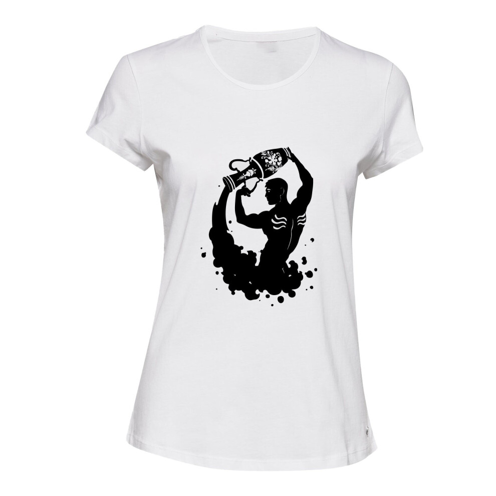 (White, 2XL) Aquarius Zodiac Horoscope Astrological Water Bearer Ladies Women T Shirt Tee Top