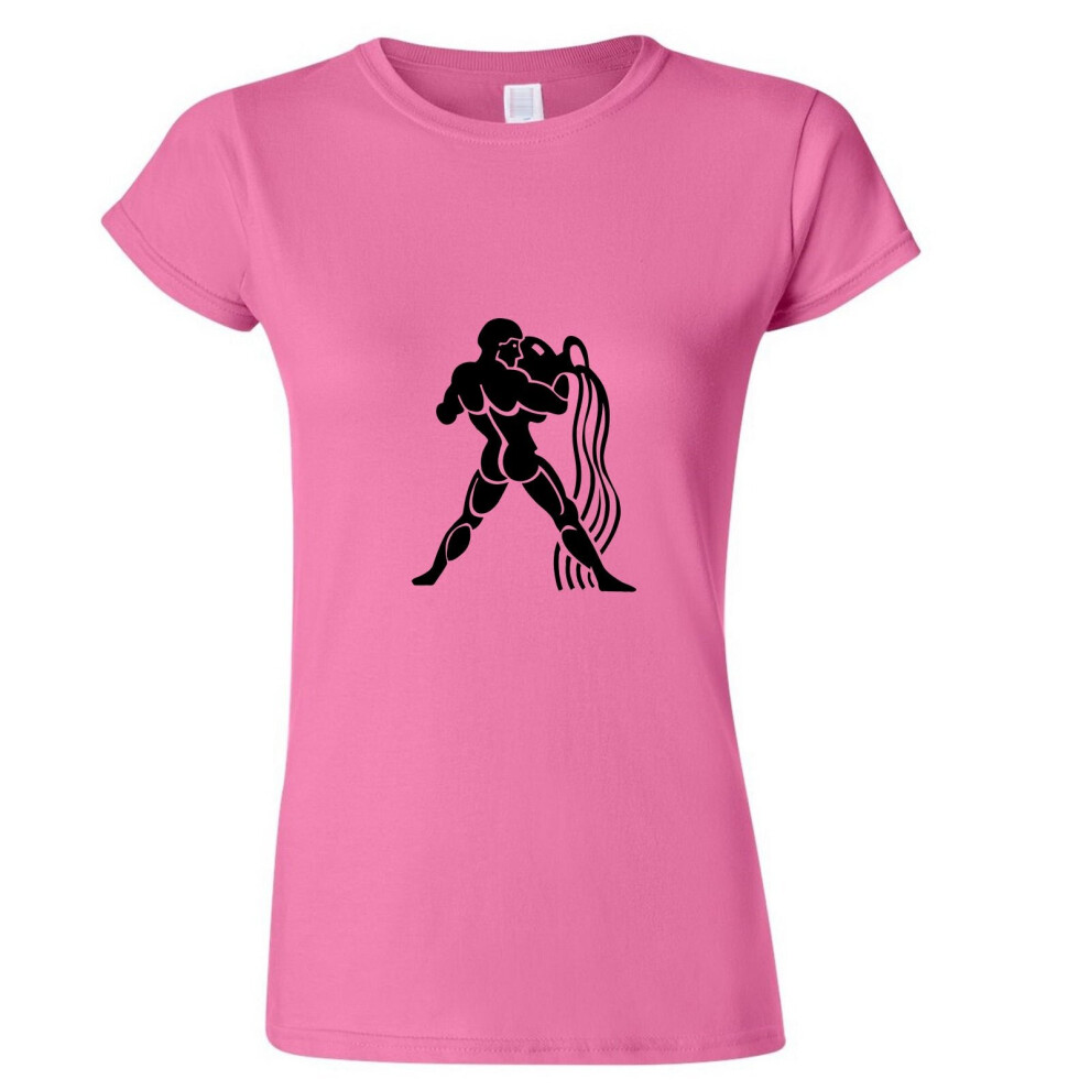 (Pink, L) Aquarius Zodiac Horoscope Astrological Hercules Ladies Women T Shirt Tee Top