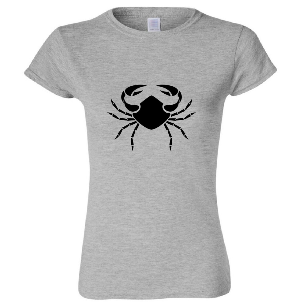 (Sport Grey, XL) Cancer Crab Zodiac Horoscope Astrological Symbol Ladies Women T Shirt Tee Top