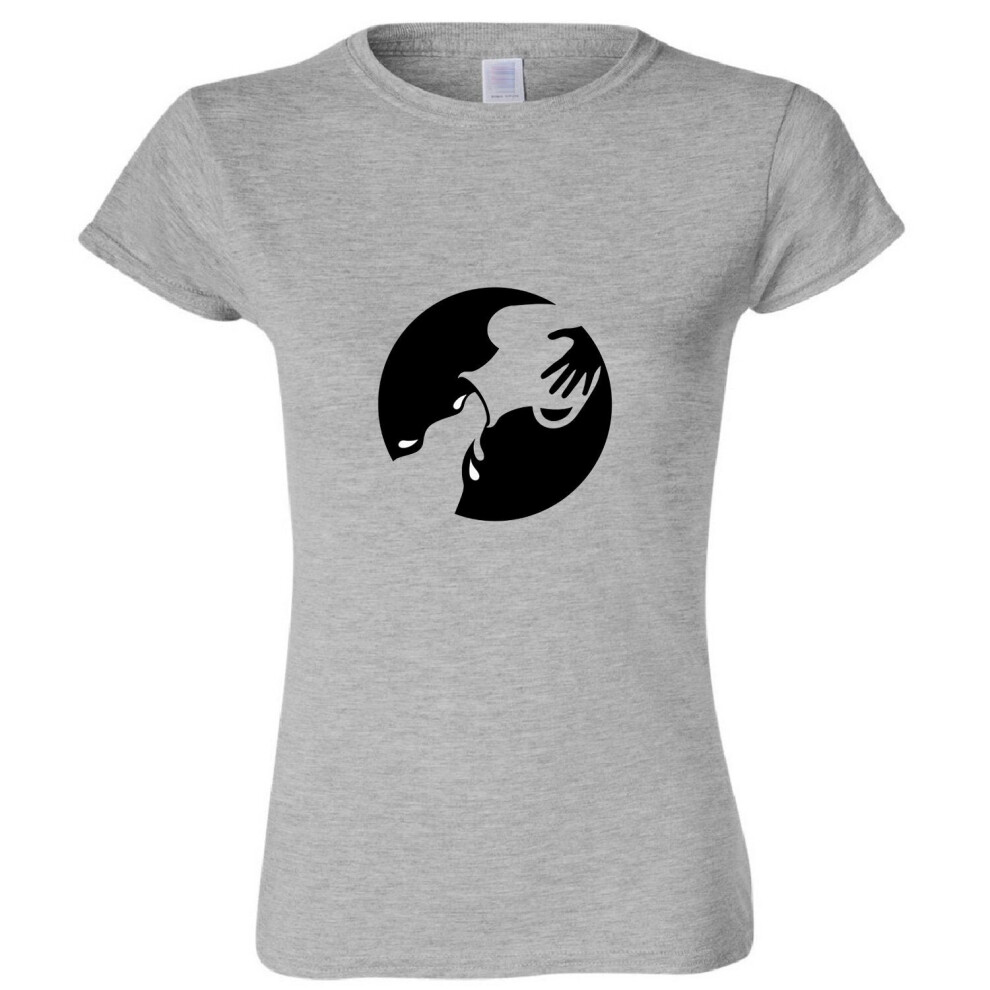 (Sport Grey, L) Aquarius Zodiac Horoscope Astrological Sign Symbol Ladies Women T Shirt Tee Top