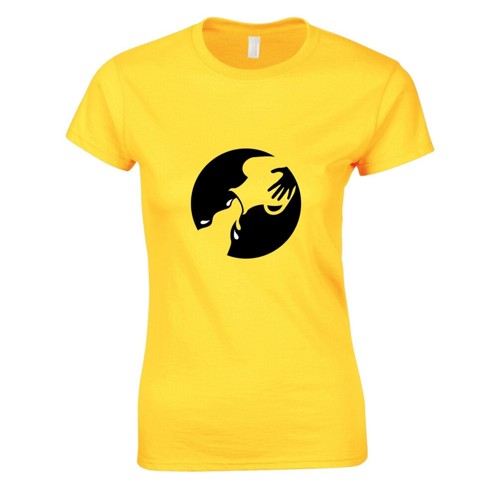 (Yellow, L) Aquarius Zodiac Horoscope Astrological Sign Symbol Ladies Women T Shirt Tee Top