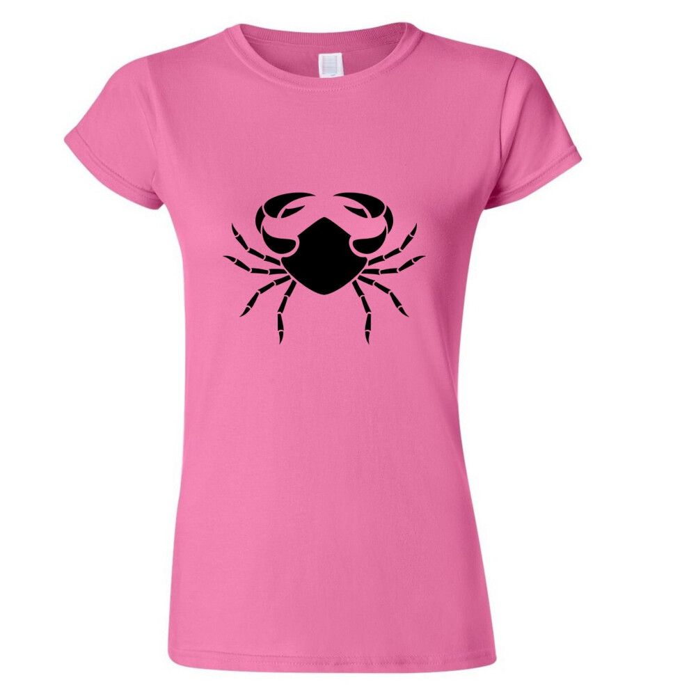 (Pink, XL) Cancer Crab Zodiac Horoscope Astrological Symbol Ladies Women T Shirt Tee Top