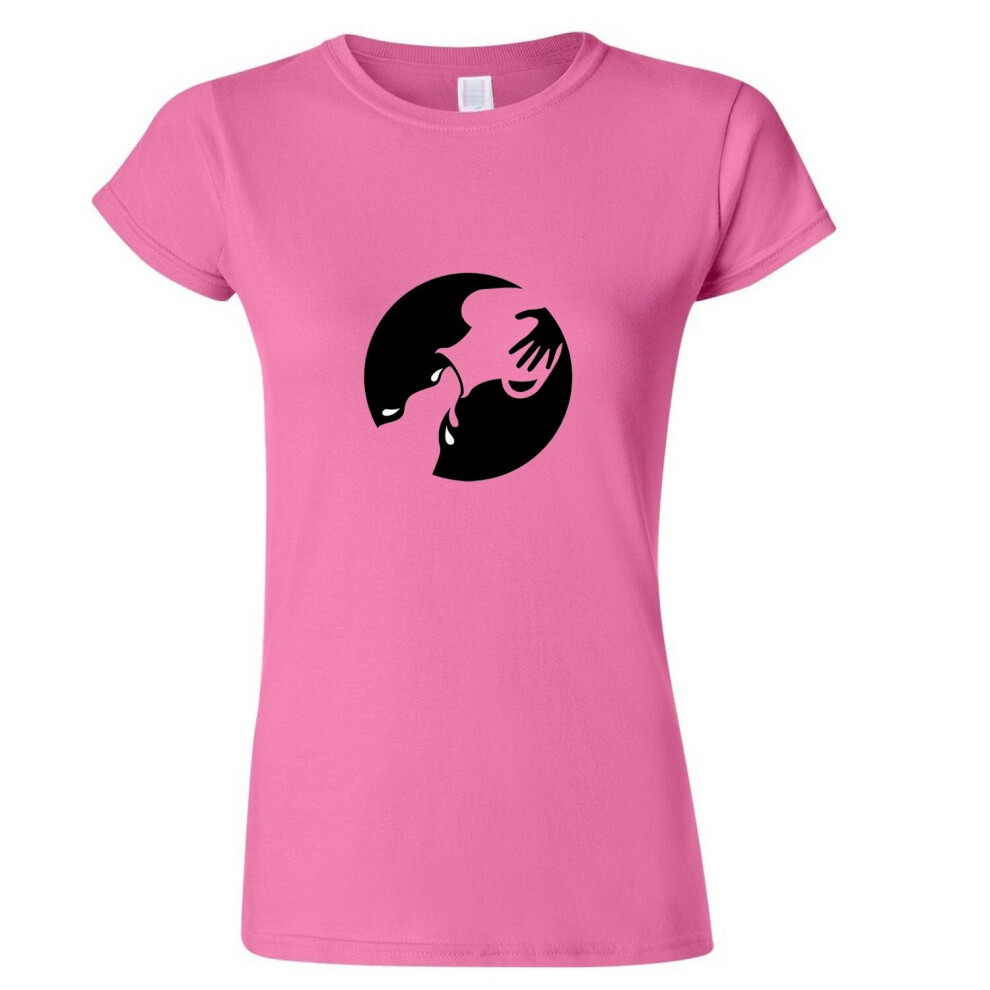 (Pink, L) Aquarius Zodiac Horoscope Astrological Sign Symbol Ladies Women T Shirt Tee Top