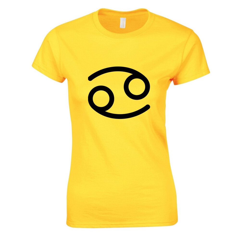 (Yellow, L) Cancer 69 Zodiac Horoscope Astrological Symbol Sign Ladies Women T Shirt Tee Top