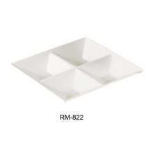 Yanco RM-822 Rome 4-Compartment Square Plate, White - Pack of 12
