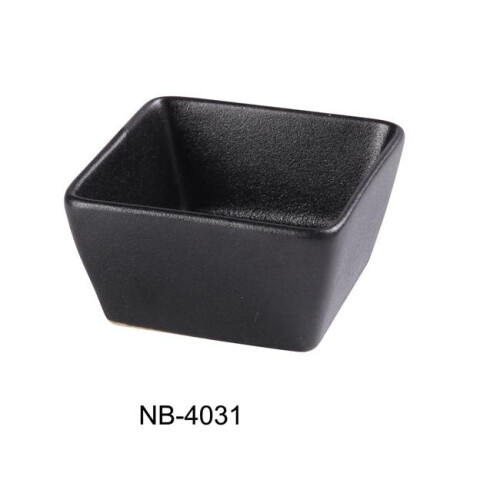 Yanco NB-4031 3 oz Noble Black Square Sauce Dish, Black - Pack of 48