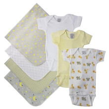 Bambini NC-0543M Unisex Baby 7 Piece Layette Sets, White & Yellow - Medium
