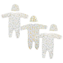 Bambini NC-0701L Unisex Closed-toe Sleep & Play Set with Caps, White - Medium - Pack of 6