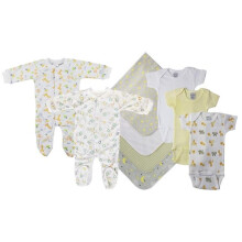 Bambini NC-0553NB Unisex Baby 9 Piece Layette Sets, White & Yellow - Newborn