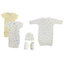 Bambini NC-0645 Unisex Newborn Baby 5 Piece Layette Sets, White