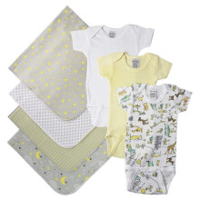 Bambini NC-0538NB Unisex Baby 7 Piece Layette Sets, White & Yellow - Newborn