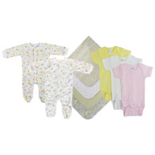 Bambini NC-0550S Unisex Baby 9 Piece Layette Sets, White & Yellow - Small