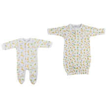 Bambini NC-0717S Unisex Closed-toe Sleep & Play Set, White - Newborn - Pack of 2