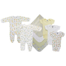 Bambini NC-0552M Unisex Baby 9 Piece Layette Sets, White & Yellow - Medium