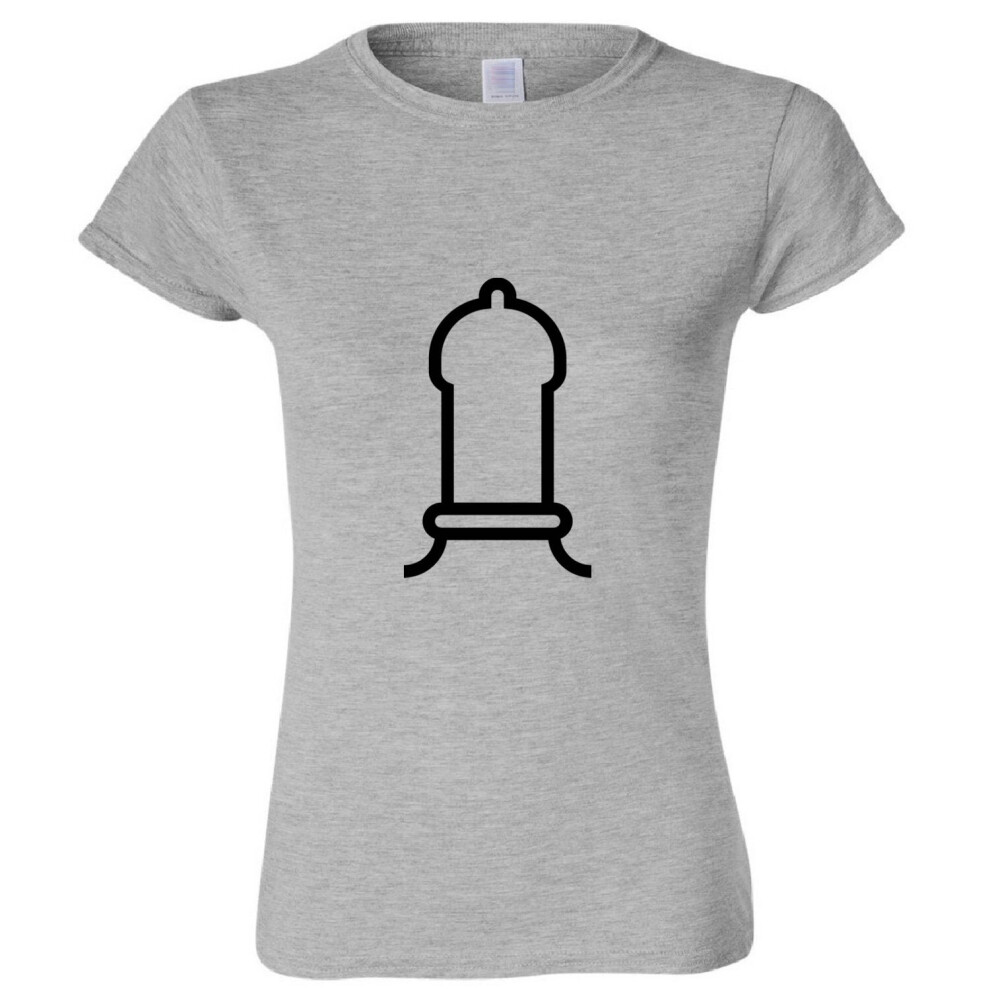 (Sport Grey, XL) Adult Dick Penis Condom Joke Funny Art Ladies Women T Shirt Tee Top