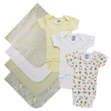 Bambini NC-0540L Unisex Baby 7 Piece Layette Sets, White & Yellow - Large