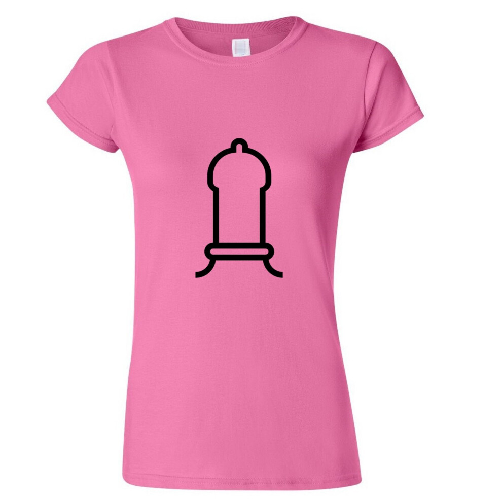 (Pink, XL) Adult Dick Penis Condom Joke Funny Art Ladies Women T Shirt Tee Top