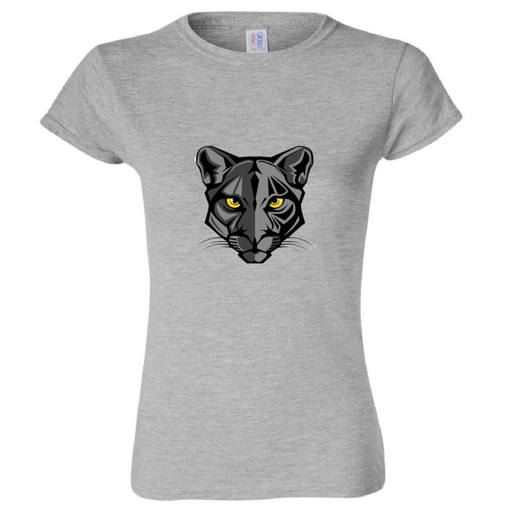 (Sport Grey, S) Black Panther Panthera Leopard Jaguar Cat Animal Ladies Women T Shirt Tee Top