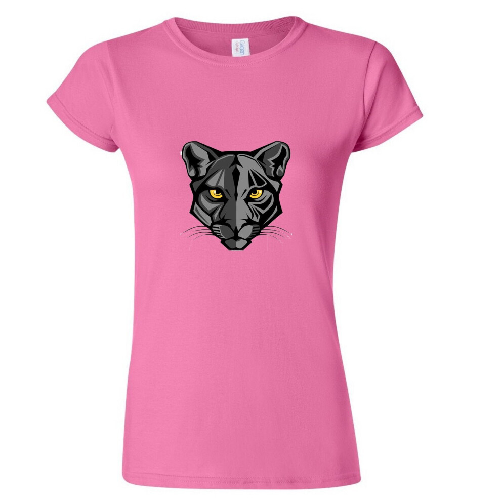 (Pink, 2XL) Black Panther Panthera Leopard Jaguar Cat Animal Ladies Women T Shirt Tee Top