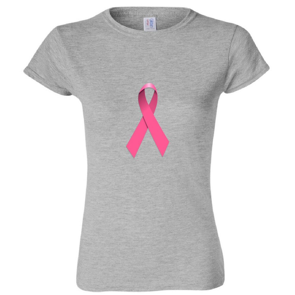 (Sport Grey, L) Breast Cancer Hope Support Awareness Pink Ribbon Ladies Women T Shirt Tee Top