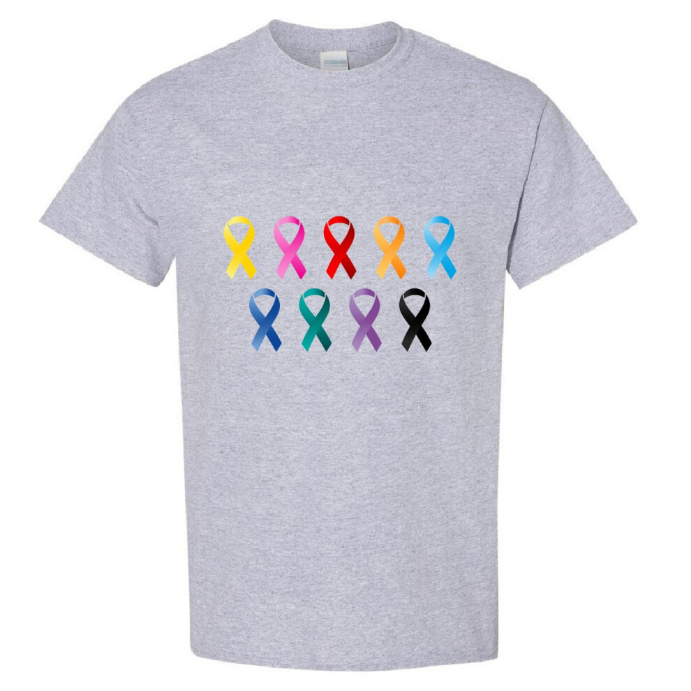 (Sport Grey, 2XL) Cancer HIV AIDS Support Awareness Ribbon Symbol Men T Shirt Tee Top