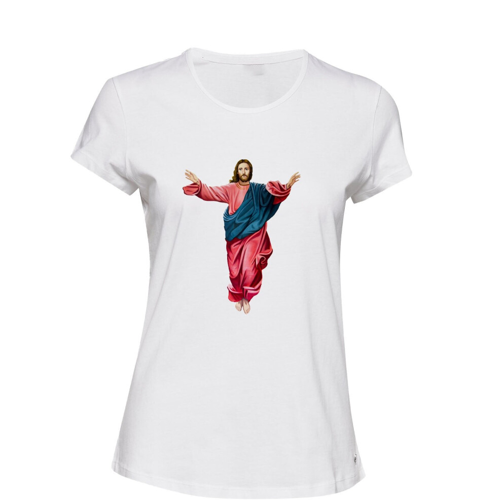 (XL) Jesus Christ Christianity Son of God White Ladies Women T Shirt Tee Top