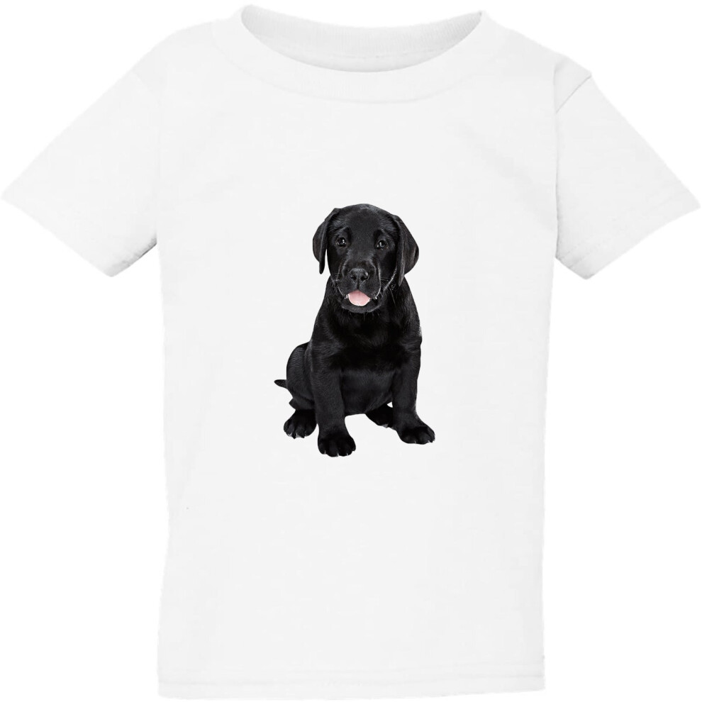 (Medium / 3T / 2-3 YO) Little Cute Tiny Labrador Baby Black Puppy White Boys Girls T Shirt Tee Top Kids