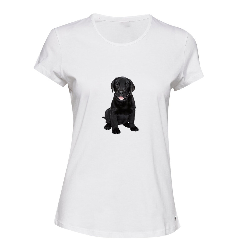 (XL) Little Cute Tiny Labrador Baby Black Puppy Dog Ladies Women T Shirt Tee Top