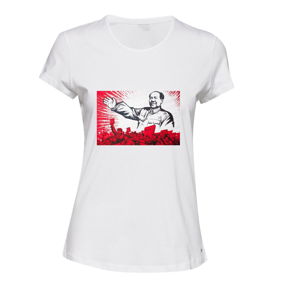 (M) Mao Zedong Chinese Famous Marxist Theorist White Ladies Women T Shirt Tee Top