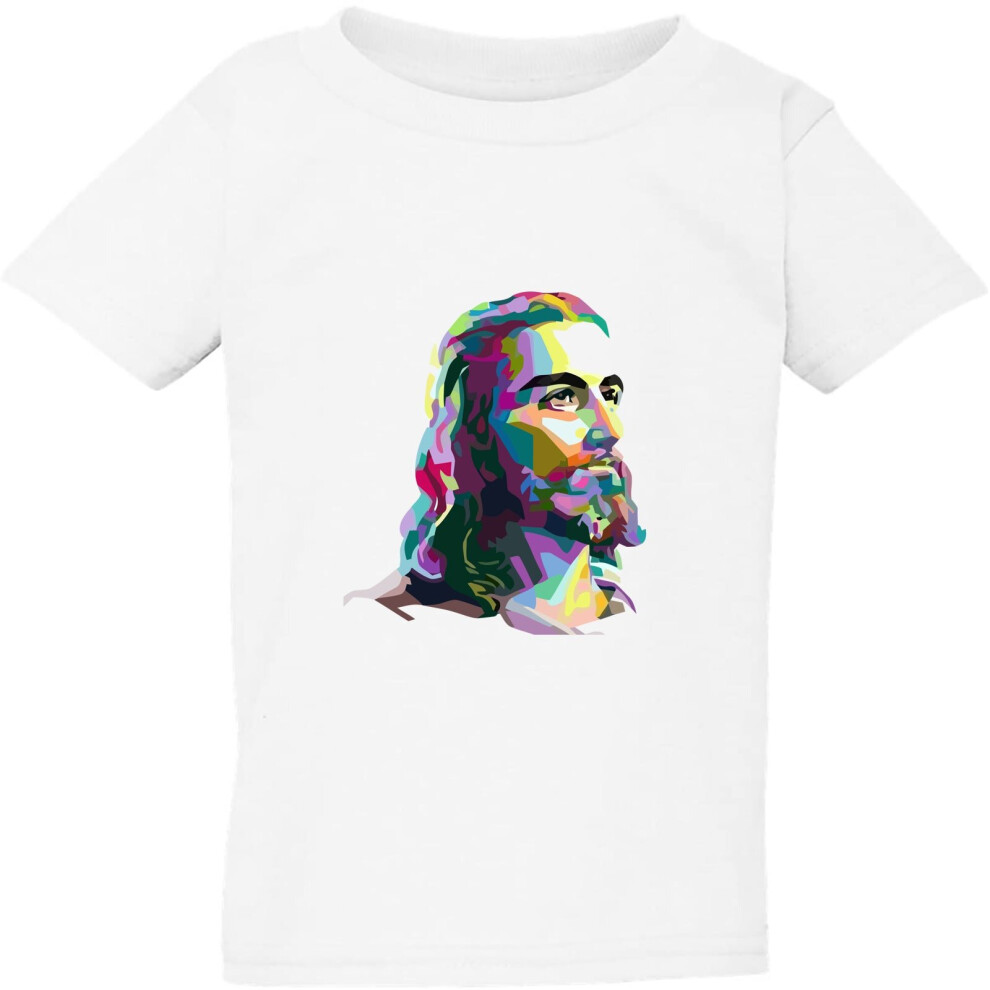 (Small / 2T / 1-2 YO) Jesus Christ Face Christianity Son of God White Boys Girls T Shirt Tee Top Kids