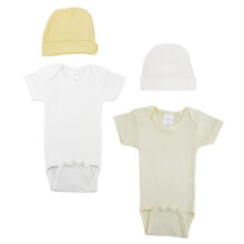 Bambini NC-0410L Unisex Baby 4 Piece Layette Sets, White & Blue - Large