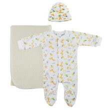 Bambini NC-0972S Unisex Newborn Baby 3 Piece Layette Sets, Yellow