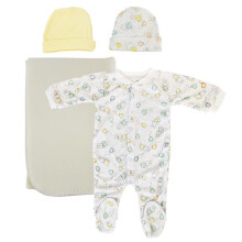 Bambini NC-0969M Unisex Newborn Baby 5 Piece Layette Sets, Yellow