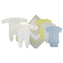 Bambini NC-0549S Unisex Baby 9 Piece Layette Sets, White & Yellow - Small