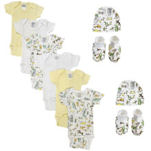 Bambini NC-0417S Unisex Baby 10 Piece Layette Sets, White - Small