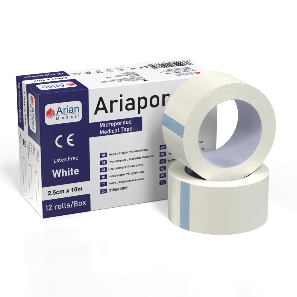 Ariapore Micropore Surgical Tape 2.5cm X 10m - 6 Rolls