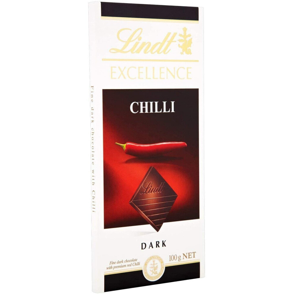 (Pack Of 24) Lindt Excellence Chilli Dark Chocolate 100g