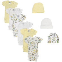 Bambini NC-0418NB Unisex Baby 10 Piece Layette Sets, White - Newborn