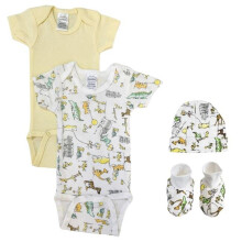 Bambini NC-0560 Unisex Newborn Baby 4 Piece Layette Sets, White