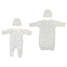 Bambini NC-0706M Unisex Closed-toe Sleep & Play Set with Caps, White - Small - Pack of 4