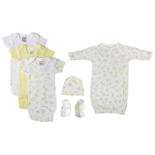 Bambini NC-0440M Unisex Baby 6 Piece Layette Sets, White - Medium