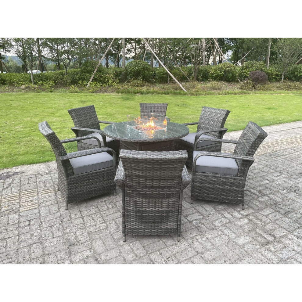 Fimous Rattan Garden Furniture Gas Fire Pit Table Gas Heater 6 Seater-image-OPC-PBDRWBR-NEW