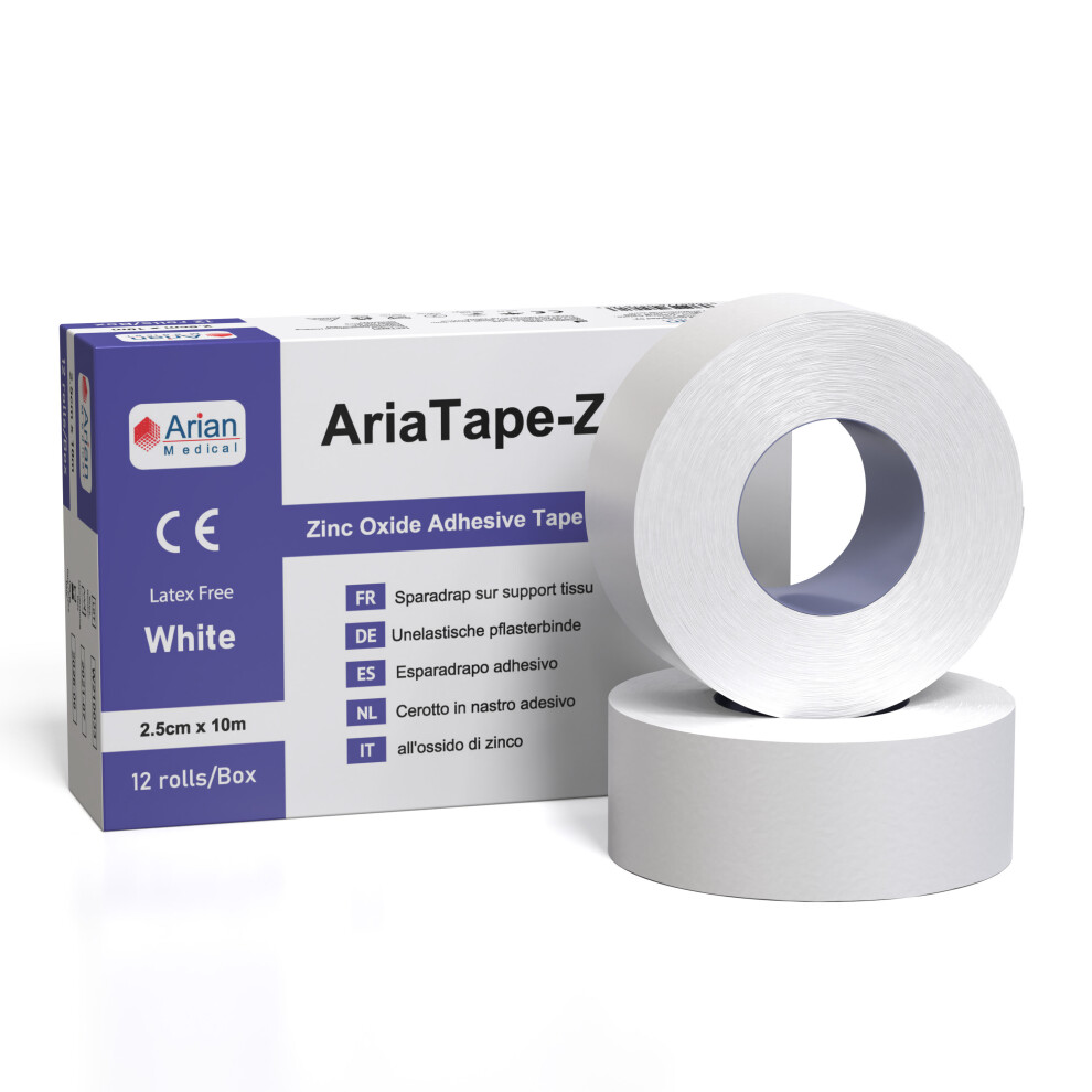 Arian Medical Ltd Ariatape Zinc Oxide Adhesive Tape- 2.5Cm X 10M Tape - 6 Rolls