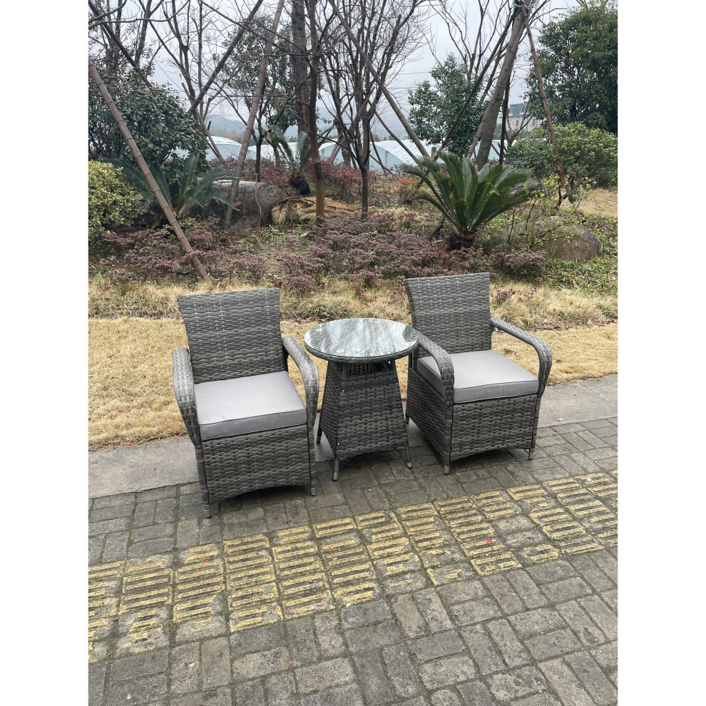 Fimous Rattan Garden Furniture Dining Set Table And Chair Wicker Patio Grey