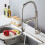 (Rose Gold) Contemporary Pull Out Mixer Taps for Kitchen Sink, Single Handle Comercial Spring Neck Tap with Single Handle Temperature Control 7